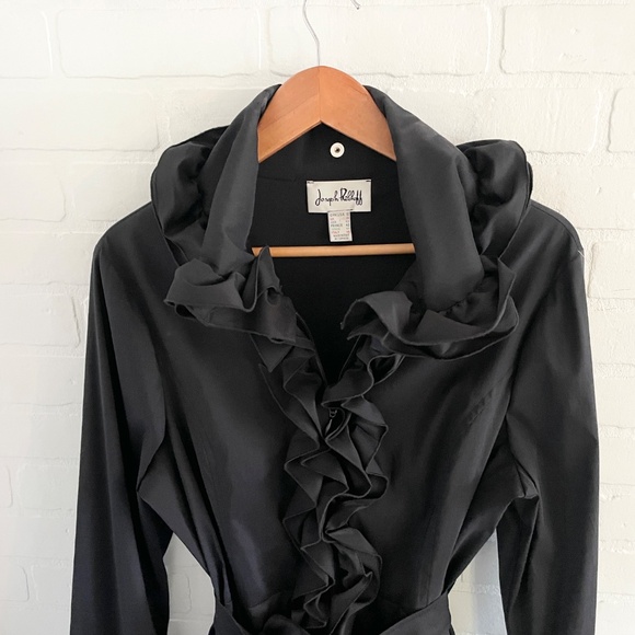 Joseph Ribcoff Trench coat/Dress Ruffled Statement Whimsigoth Pockets Sz 12 - Picture 7 of 15